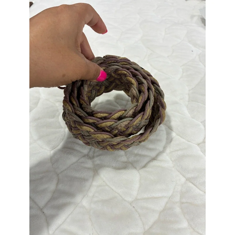 Vintage Braided Woven Belt with Decorative Stones and Metal Accents Boho Style‎